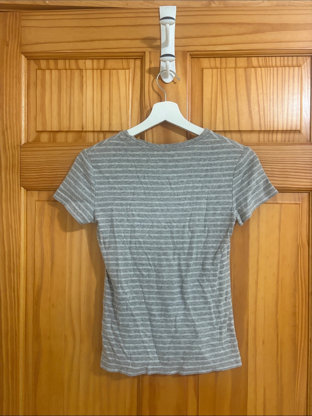 💜Lands' End Size XS Grey Striped Cotton Vintage Y2K T-Shirt - Picture 3 of 3